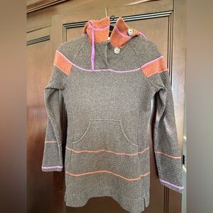 Prana Wool Hooded Tunic Sweater w Pockets xs